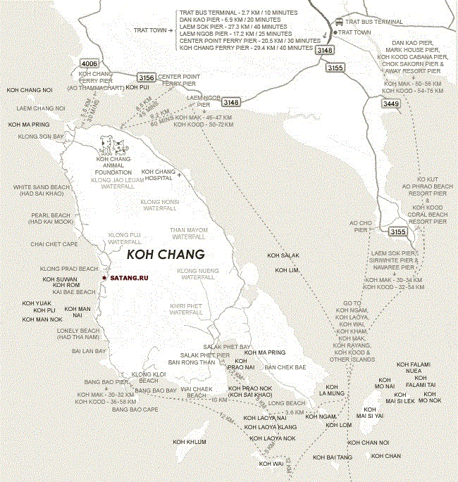 Полная карта с указанием всех деталей острова и паромов